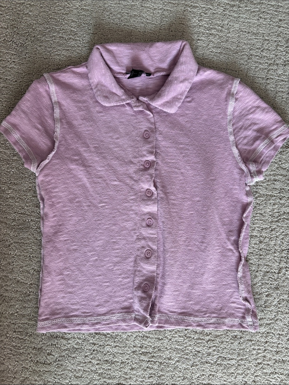Forever 21 Lavender Button-Front Collared Tee